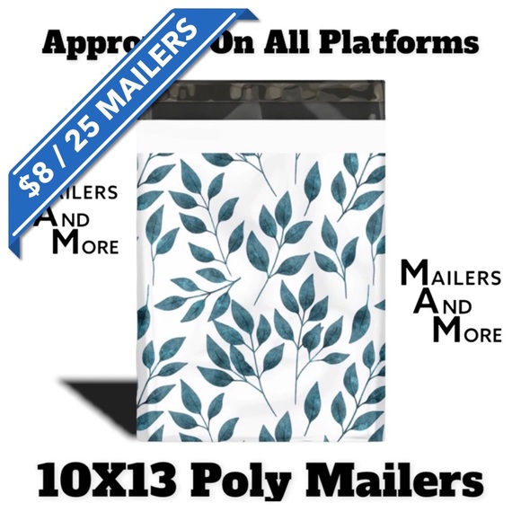 Other - 25 10X13 Eucalyptus Leaves Poly Mailers Flat Shipping Envelopes